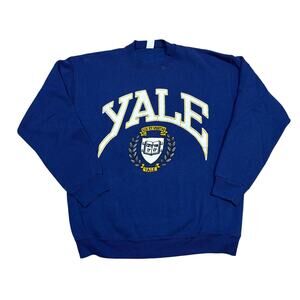 Vintage 80s Yale University Bulldogs Crest Crew Sweatshirt Men's Large Discus